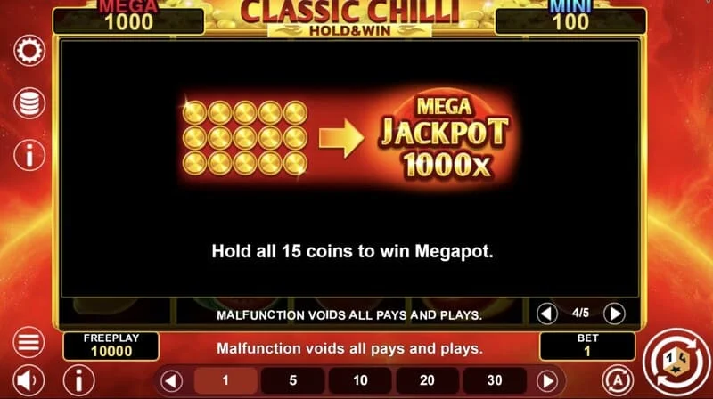 Classic Chilli Hold & Win - klevende symbolen in de Hold & Win ronde
