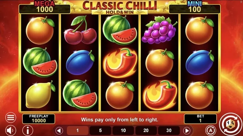 Classic Chilli Hold & Win - 5x3 rollen met chili-symbolen
